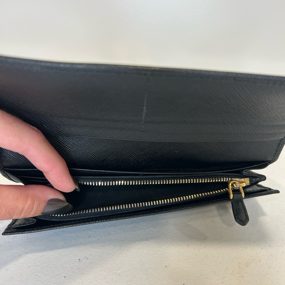 Prada Long Wallet Bi fold Black Leather with ribbon. - Picture 9 of 9